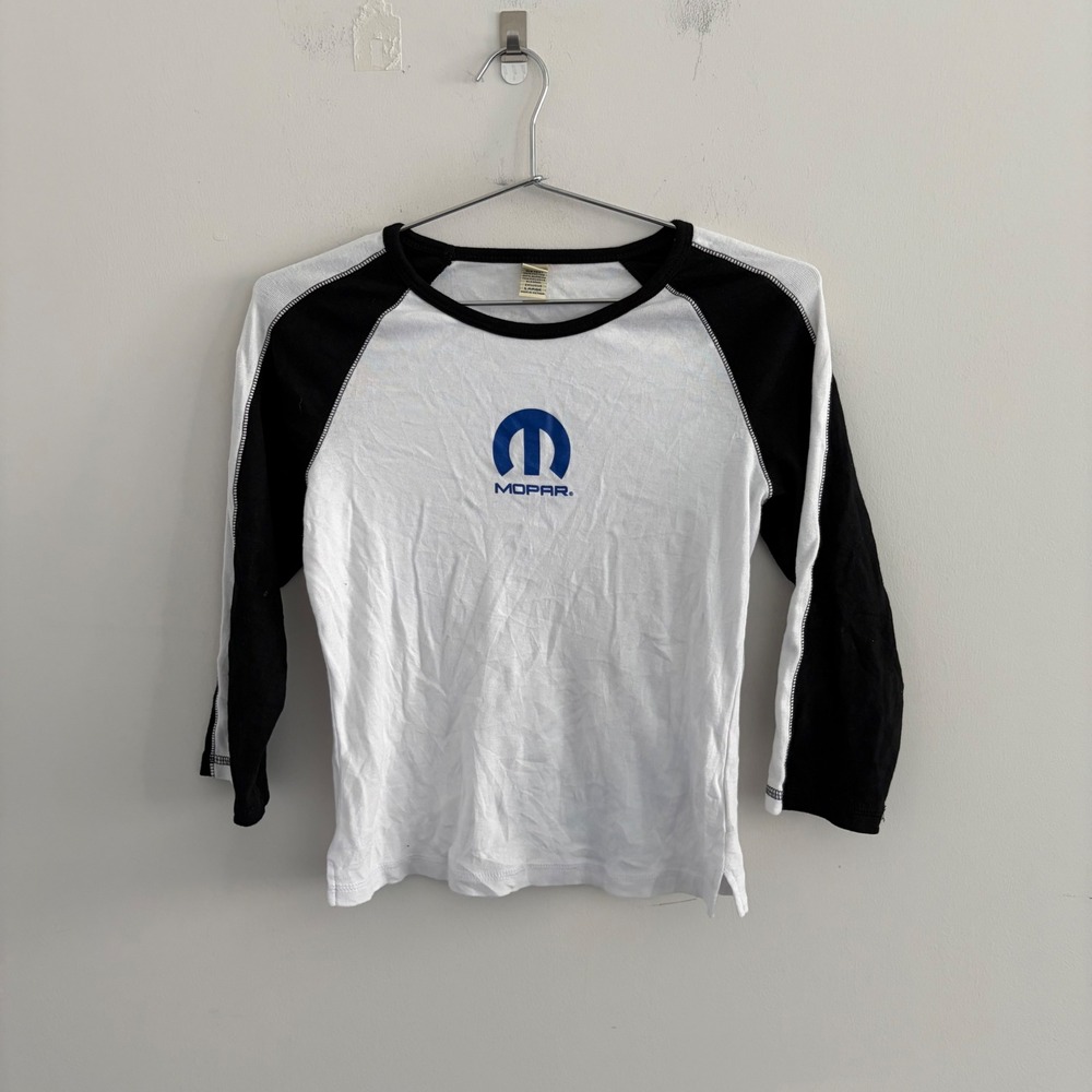 Mopar Kavio Raglan Baseball Tee White Black 3/4 Sleeve Large